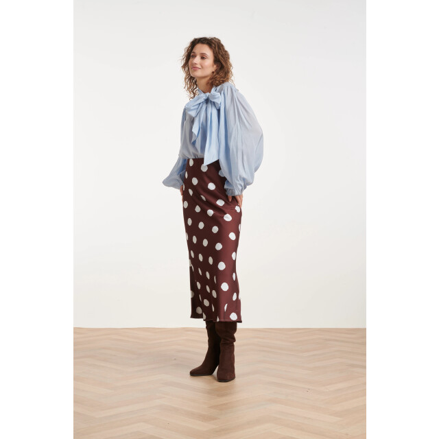 Smashed Lemon Blouse van soepelvallende stof met strikdetail | 8718679074568 large