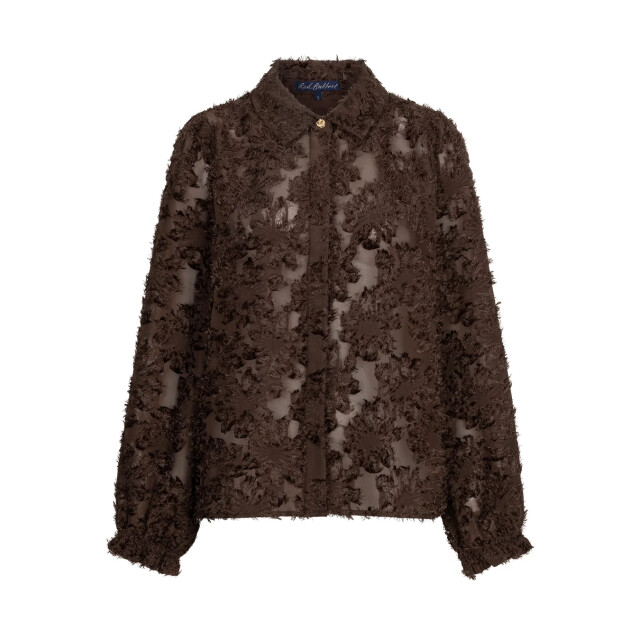 Red Button Blouse fringes brown SRB5010 large