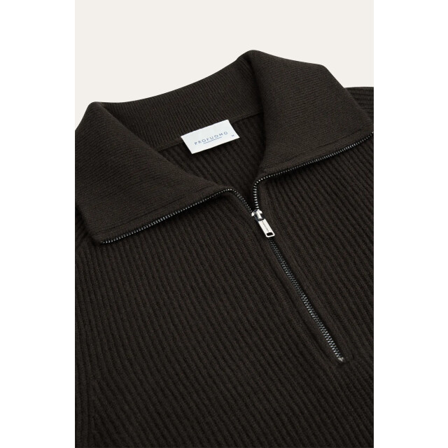 Profuomo heavy wollen half zip ppxj30058f h2 dark brown 05711.840.0159 large