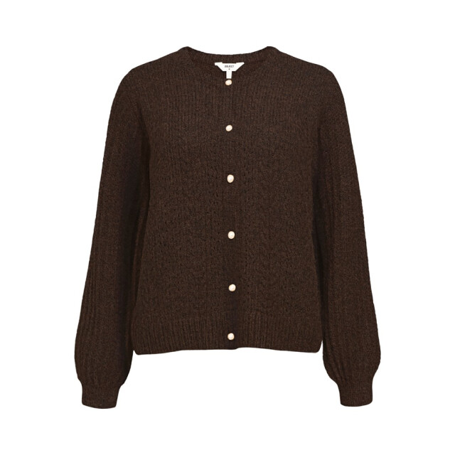 Object objflora re ls knit button cardigan 23046884 seal brown 06741.840.0105 large