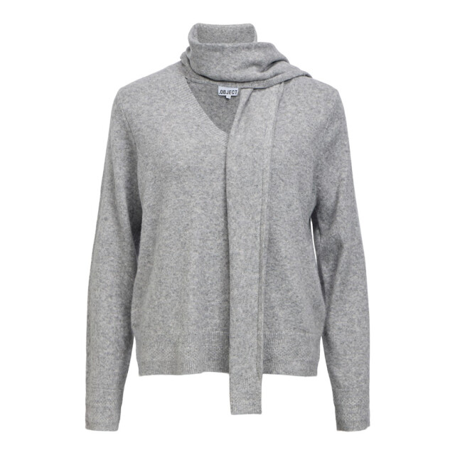 Object objchuma l/s lo knit scarf pullover 23049644 light grey 06712.910.0027 large