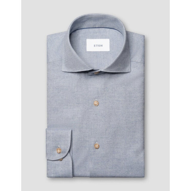 Eton Solid flannel lange mouw overhemden 100015434 100015434 large