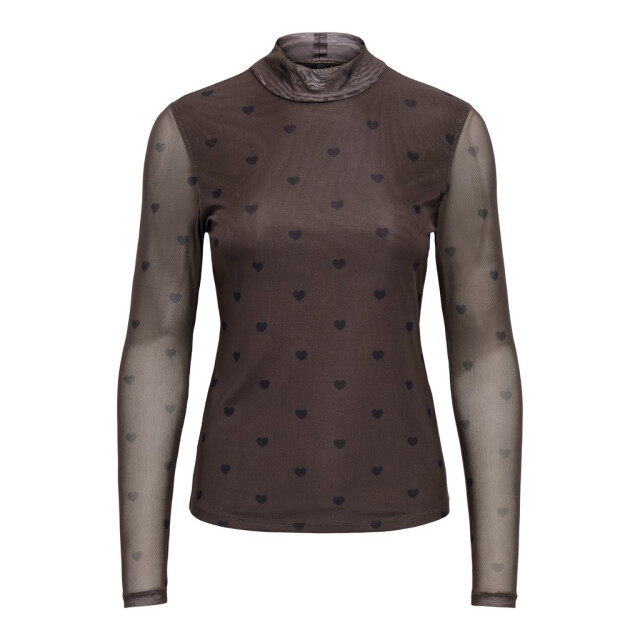 Only onlerica mesh l/s top jrs noos 15141298 coffee bean black heart 06615.882.0013 large
