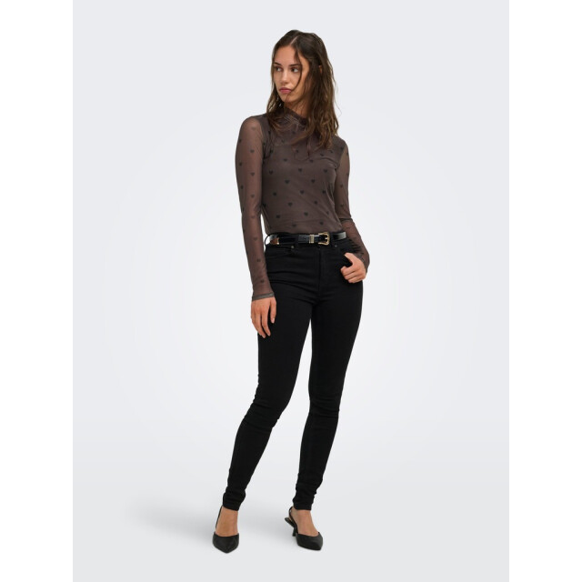 Only onlerica mesh l/s top jrs noos 15141298 coffee bean black heart 06615.882.0013 large