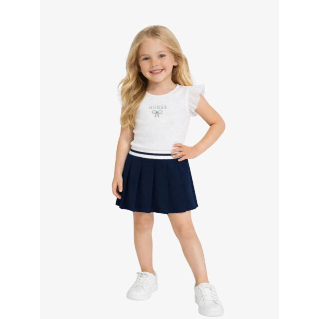 Guess Meisjes t-shirt rib mesh pure wit K6RI12-KCU20-G011 large