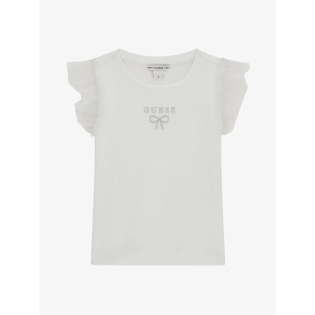 Guess Meisjes t-shirt rib mesh pure wit K6RI12-KCU20-G011 large