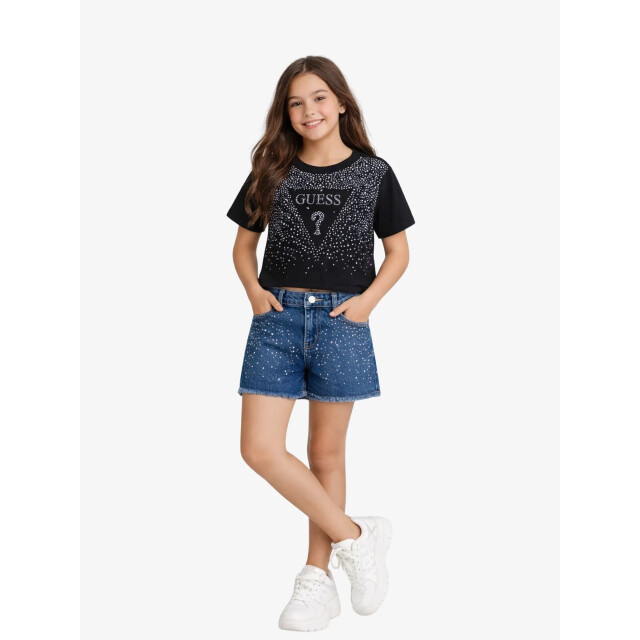 Guess Meisjes t-shirt midi zwart J6RI37-K6YW4-JBLK large