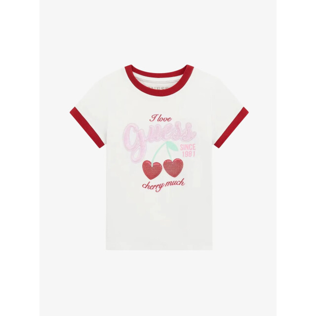 Guess Meisjes t-shirt cherry pure wit K6RI08-K6YW4-G011 large