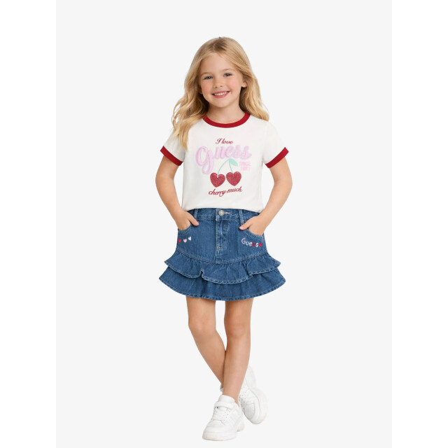 Guess Meisjes t-shirt cherry pure wit K6RI08-K6YW4-G011 large
