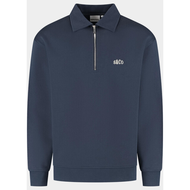 Bos Bright Blue Supply & co. half zip sweater heren aarav halfzip sweat sco26312aa07/4001 212043 large