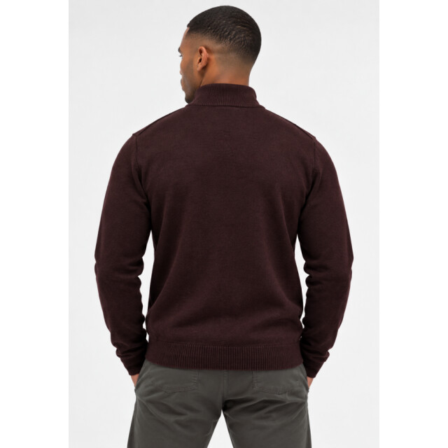 Lyle and Scott Kn2330v y357 beetroot marl- half zip heren trui - Y357 Beetrooth Marl/KN2330V large