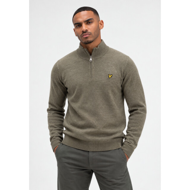 Lyle and Scott Kn2330v y356 half zip heren trui Y356 Khaki/KN2330V large
