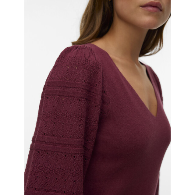 Vero Moda vmnewlimone ls v-neck pullover boo 10346938 windsor wine 06712.680.0047 large