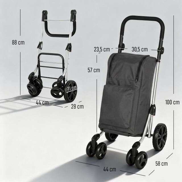 4goodz Boodschappentrolley 46 liter opvouwbare boodschappenwagen met koeltas - 3696093 large