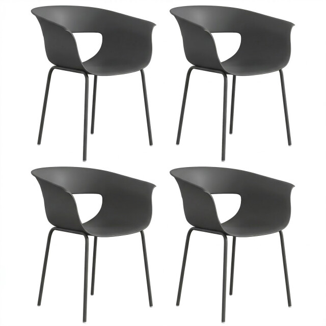 4goodz Set van 4 comfortabele tuinstoelen met armleuning weerbestendig - 3696098 large