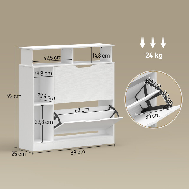 4goodz Schoenenkast met 2 kleppen en open rekken voor 12 paar schoenen - 3696101 large