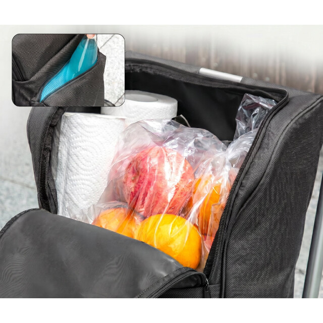 4goodz Boodschappentrolley 46 liter opvouwbare boodschappenwagen met koeltas - 3696093 large