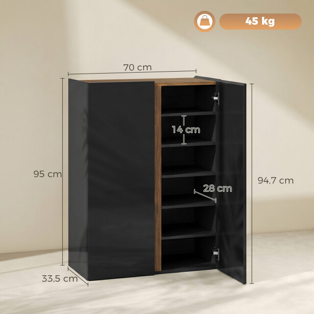 4goodz Schoenenkast met softclose 6 niveaus 18 paar greeploos hoogglans 3696102 large
