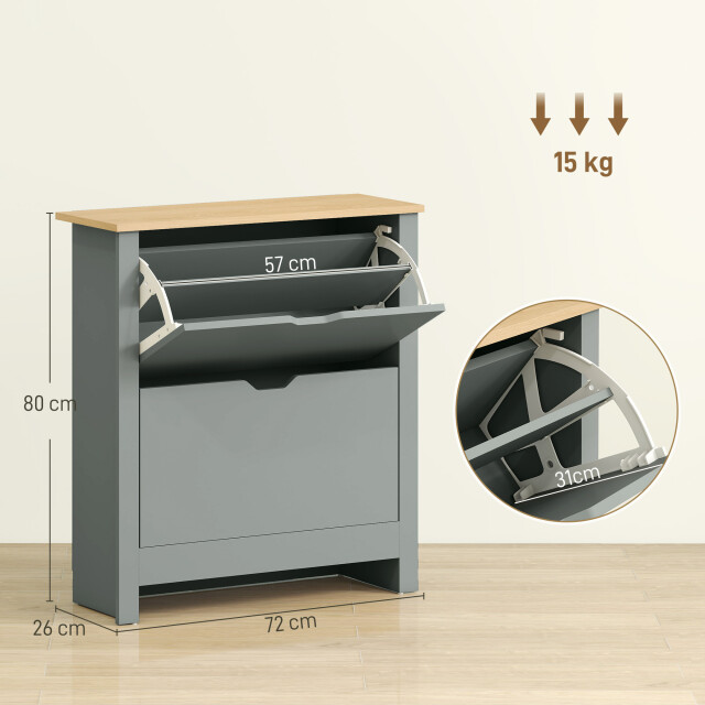 4goodz Schoenenkast met 2 klapvakken voor 8 paar schoenen - 3696106 large