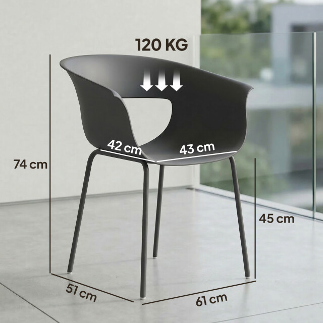 4goodz Set van 4 comfortabele tuinstoelen met armleuning weerbestendig - 3696098 large