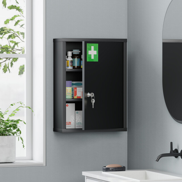 4goodz Medicijnkast voor wandmontage met slot 40x15x53 cm - 3696119 large