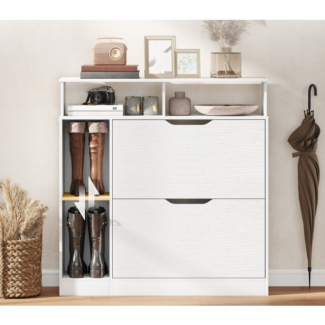 4goodz Schoenenkast met 2 kleppen en open rekken voor 12 paar schoenen - 3696101 large