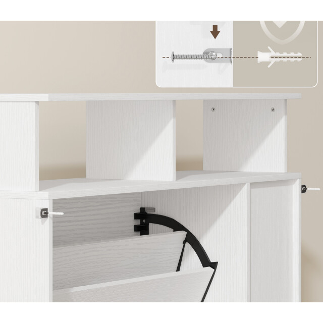 4goodz Schoenenkast met 2 kleppen en open rekken voor 12 paar schoenen - 3696101 large