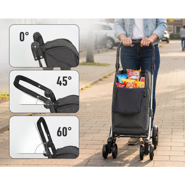4goodz Boodschappentrolley 46 liter opvouwbare boodschappenwagen met koeltas - 3696093 large