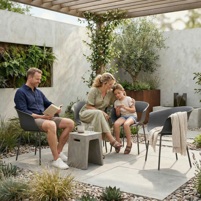 4goodz Set van 4 comfortabele tuinstoelen met armleuning weerbestendig - 3696098 large