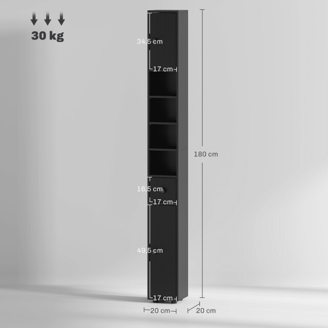 4goodz 180 cm smalle badkamerkast met open vakken en lade en 2 deuren - 3696114 large