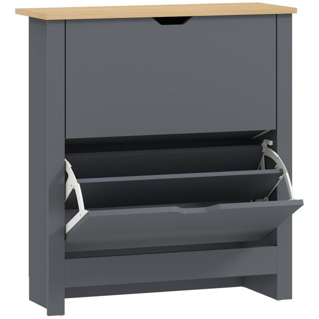 4goodz Schoenenkast met 2 kantelvakken voor 8-12 paar schoenen donker 3696110 large
