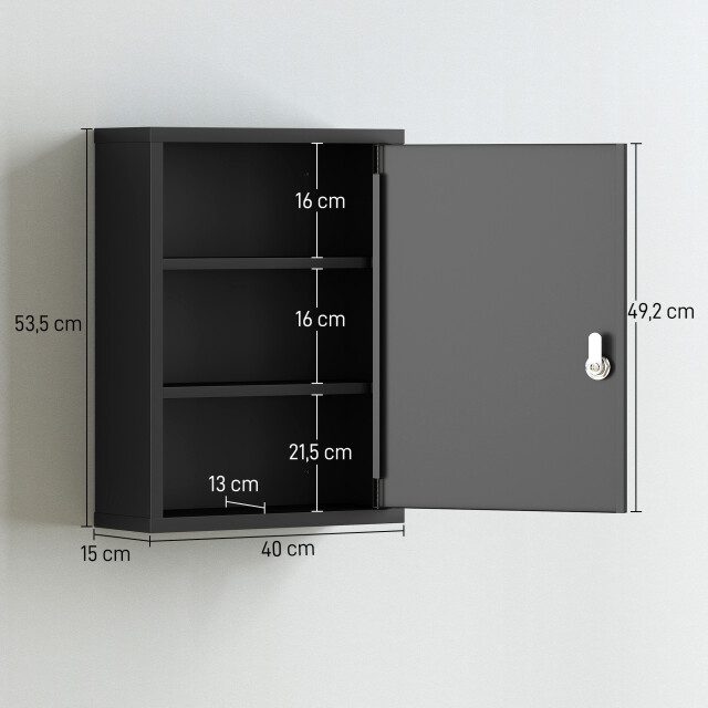 4goodz Medicijnkast voor wandmontage met slot 40x15x53 cm - 3696119 large