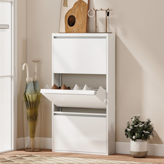 4goodz Metalen schoenenkast met 3 klapladen slank ontwerp voor 6 paar 3696108 large