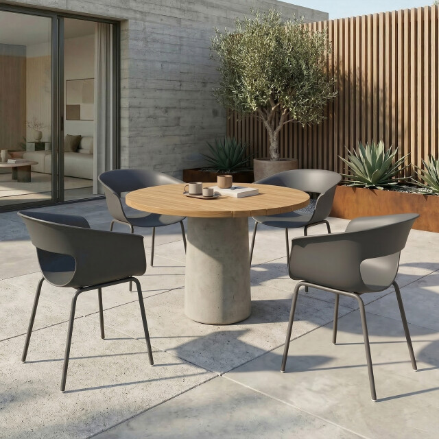 4goodz Set van 4 comfortabele tuinstoelen met armleuning weerbestendig - 3696098 large