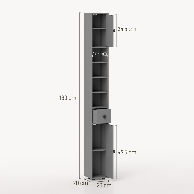 4goodz 180 cm smalle badkamerkast met open vakken en lade en 2 deuren - 3696099 large