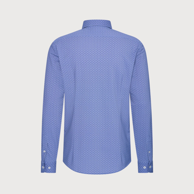 Blue Industry Geometrisch dessin overhemd | 6201.62-DENIM large