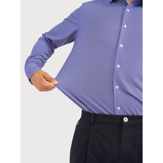 Blue Industry Geometrisch dessin overhemd | 6201.62-DENIM large