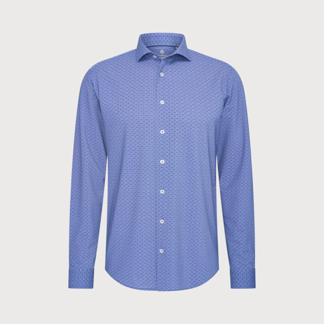 Blue Industry Geometrisch dessin overhemd | 6201.62-DENIM large