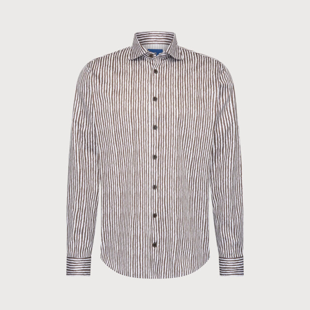 Blue Industry Gestreept katoenmix overhemd | 6203.62-BROWN large