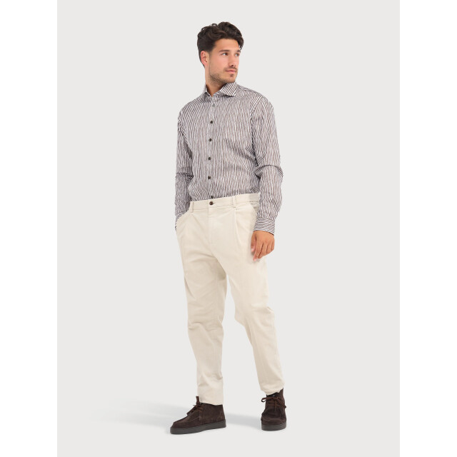 Blue Industry Gestreept katoenmix overhemd | 6203.62-BROWN large