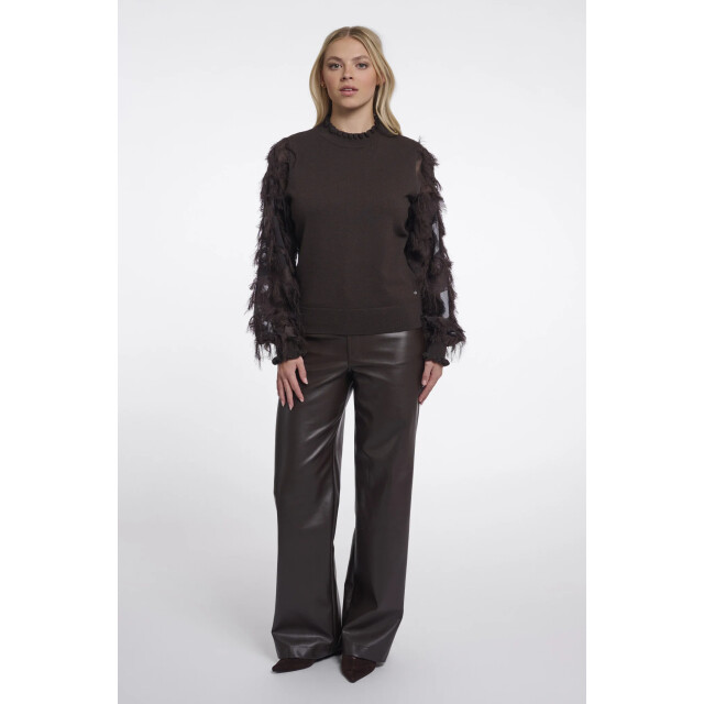 Rino & Pelle Janique.5002612 rino en pelle knitted pullover with fancy long sleeves peated Janique.5002612 Peated large