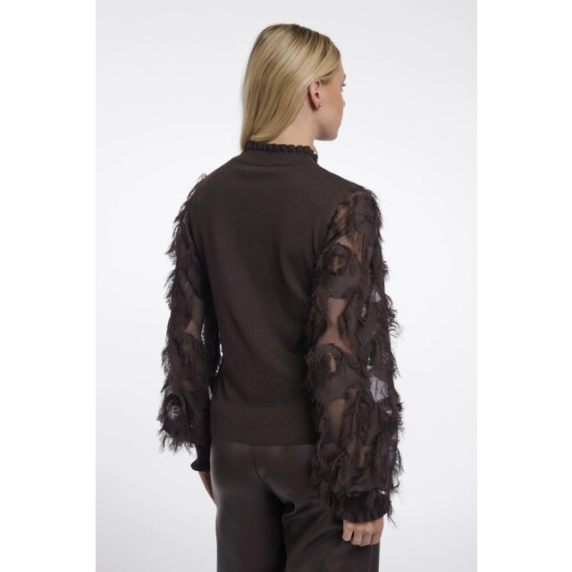 Rino & Pelle Janique.5002612 rino en pelle knitted pullover with fancy long sleeves peated Janique.5002612 Peated large