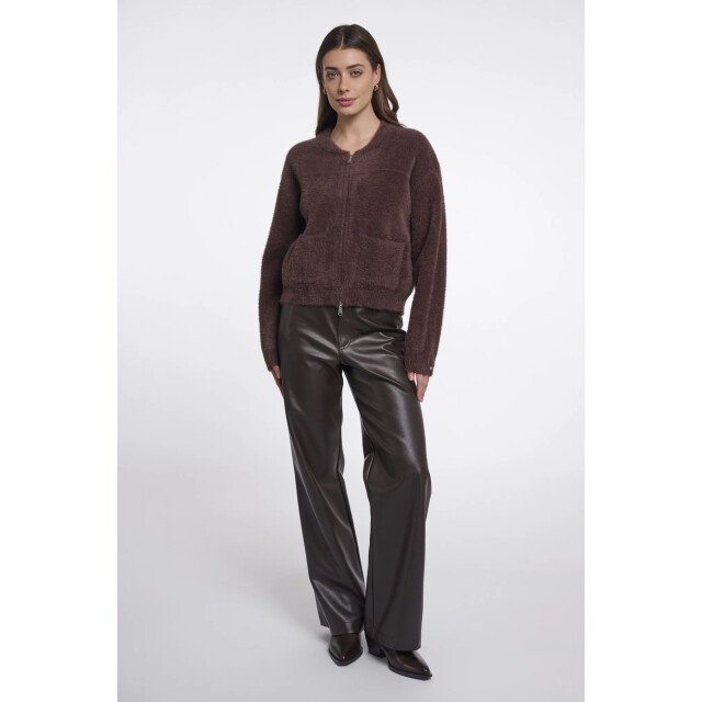 Rino & Pelle Bento.5002612 rino en pelle short cardigan with zipper closure coffee roast Bento.5002612 Coffee roast large
