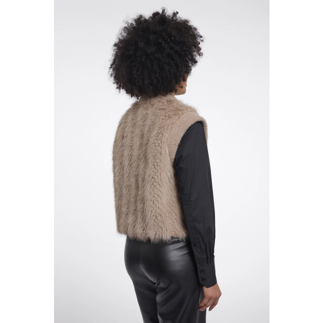 Rino & Pelle Alvita.7002612 rino en pelle faux fur waistcoat with hook & eye closure oat Alvita.7002612 Oat large