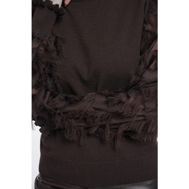 Rino & Pelle Janique.5002612 rino en pelle knitted pullover with fancy long sleeves peated Janique.5002612 Peated large