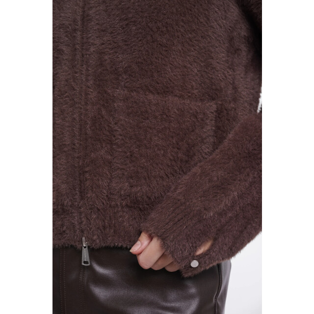Rino & Pelle Bento.5002612 rino en pelle short cardigan with zipper closure coffee roast Bento.5002612 Coffee roast large