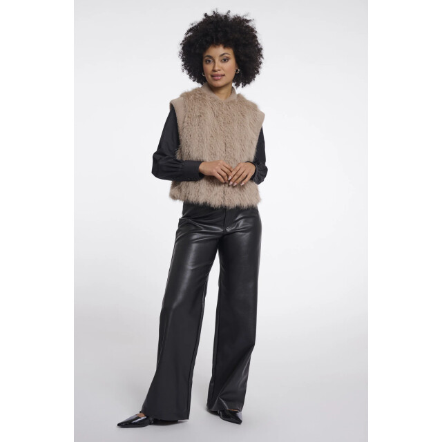 Rino & Pelle Alvita.7002612 rino en pelle faux fur waistcoat with hook & eye closure oat Alvita.7002612 Oat large