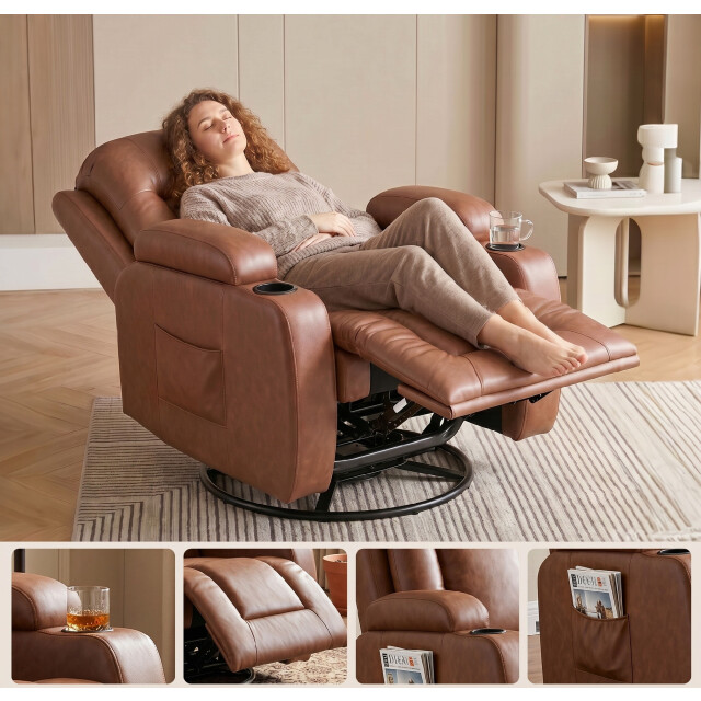 4goodz Massagestoel met warmtefunctie draaibare schommelstoel met voetensteun 3704110 large