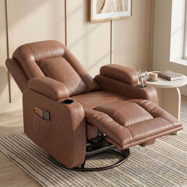 4goodz Massagestoel met warmtefunctie draaibare schommelstoel met voetensteun 3704110 large