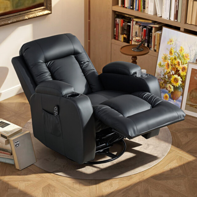 4goodz Massagestoel met schommel lig- en warmtefunctie 3 modi draaibaar - 3704104 large